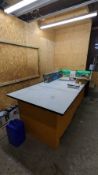 Work Bench with Film Dispenser and Various Heat Guns and Tools