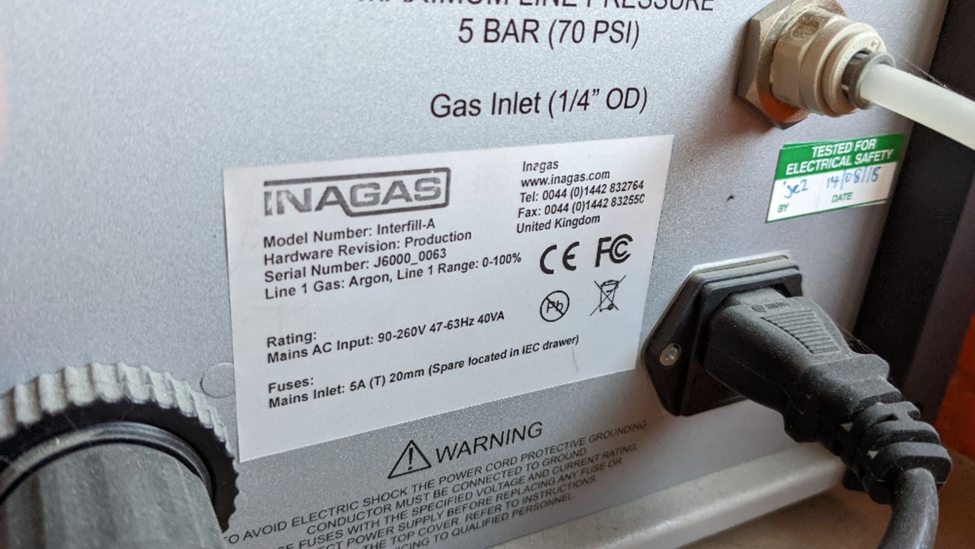 Inagas Interfill-A Argon Gas Filling Machine with Hot Melt Gun - Image 3 of 6