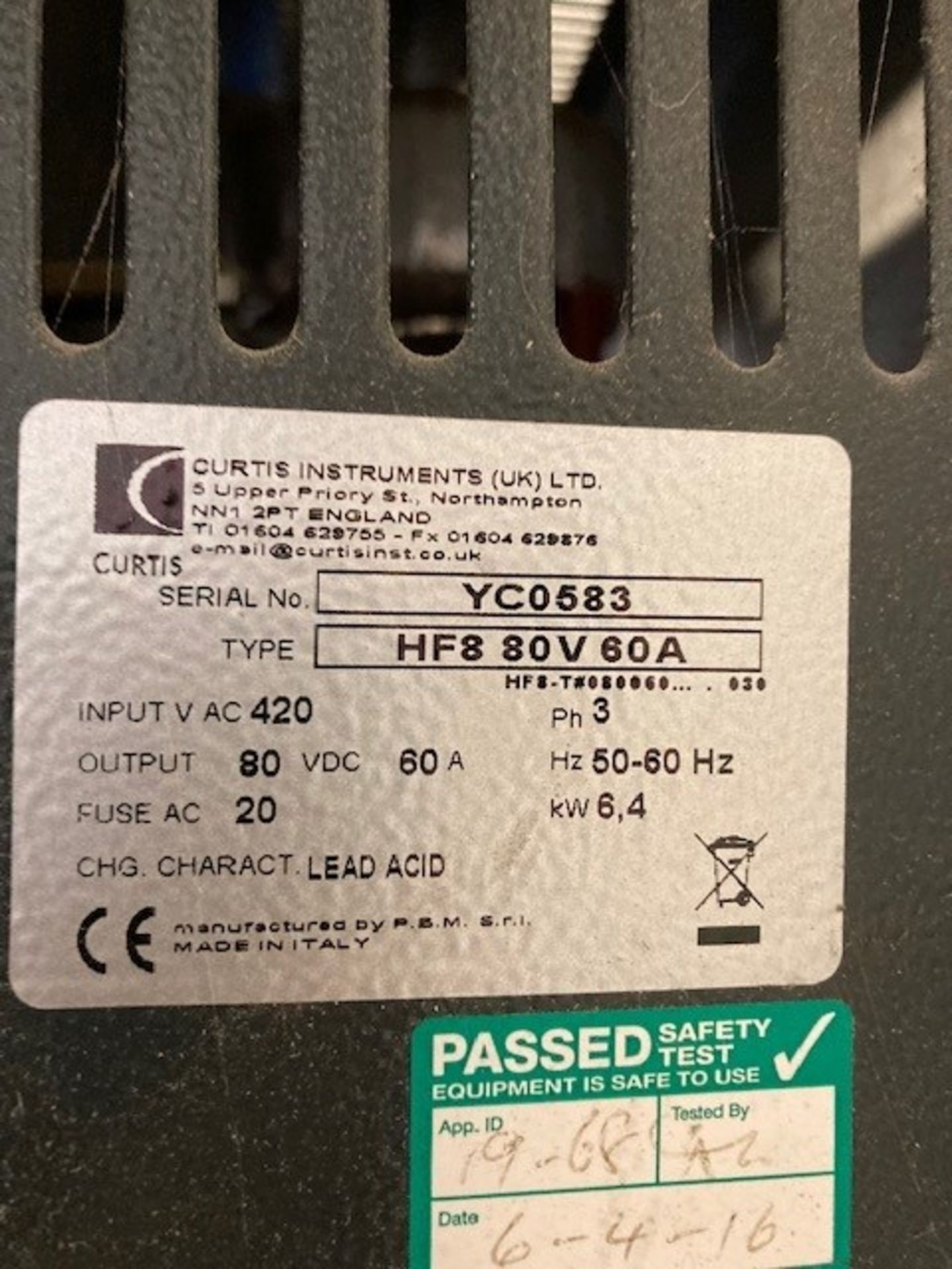 Curtis HF8 80V 60A Battery Charger - Image 2 of 2