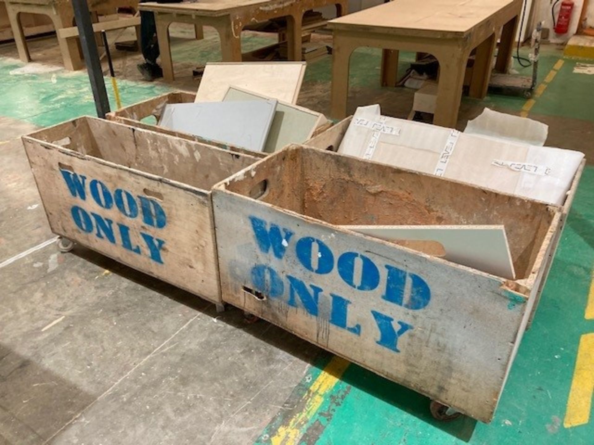 (4) Wooden Mobile Waste Crates