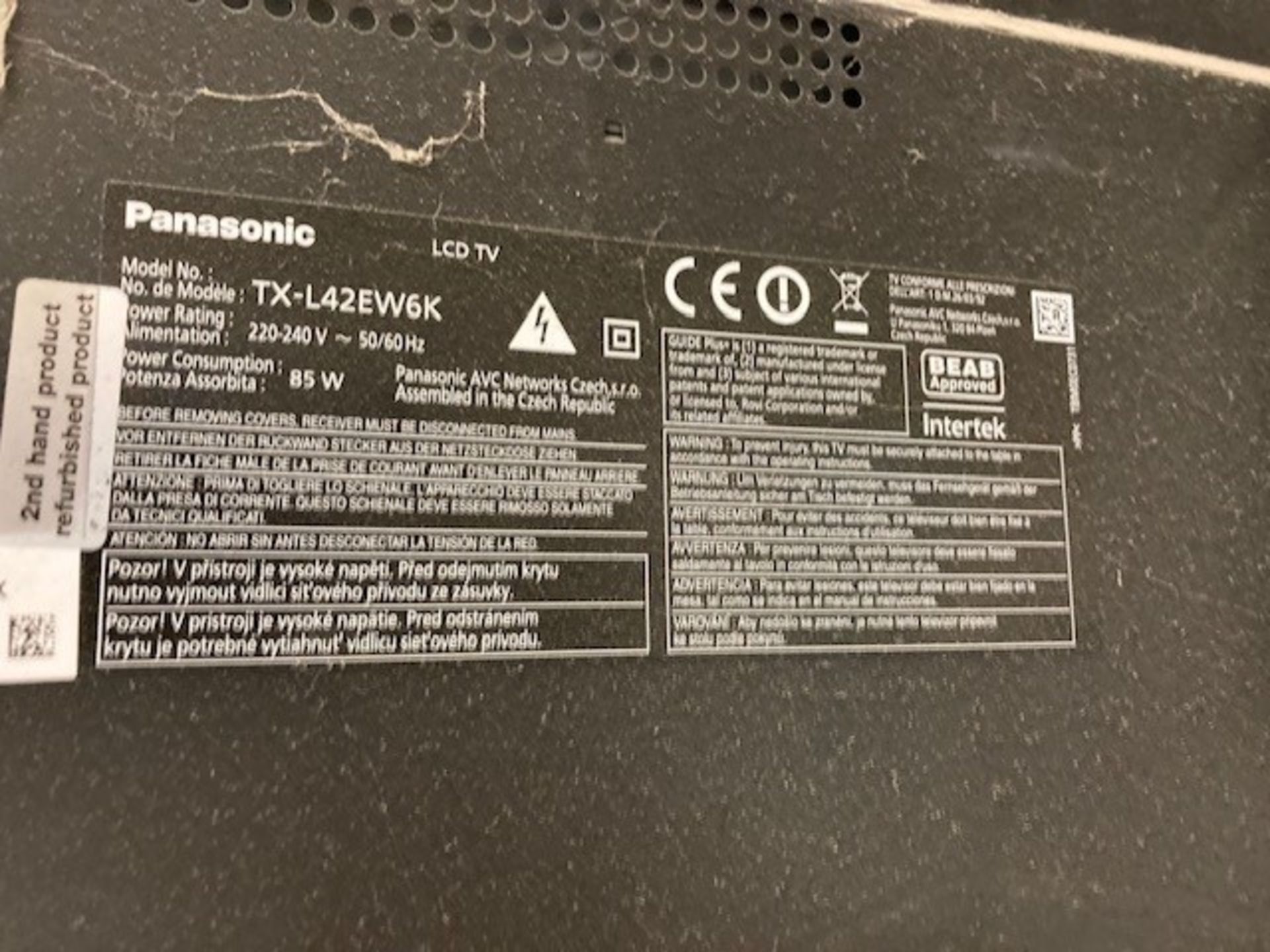 Panasonic TX-L42EW6K LCD Television - Image 3 of 3