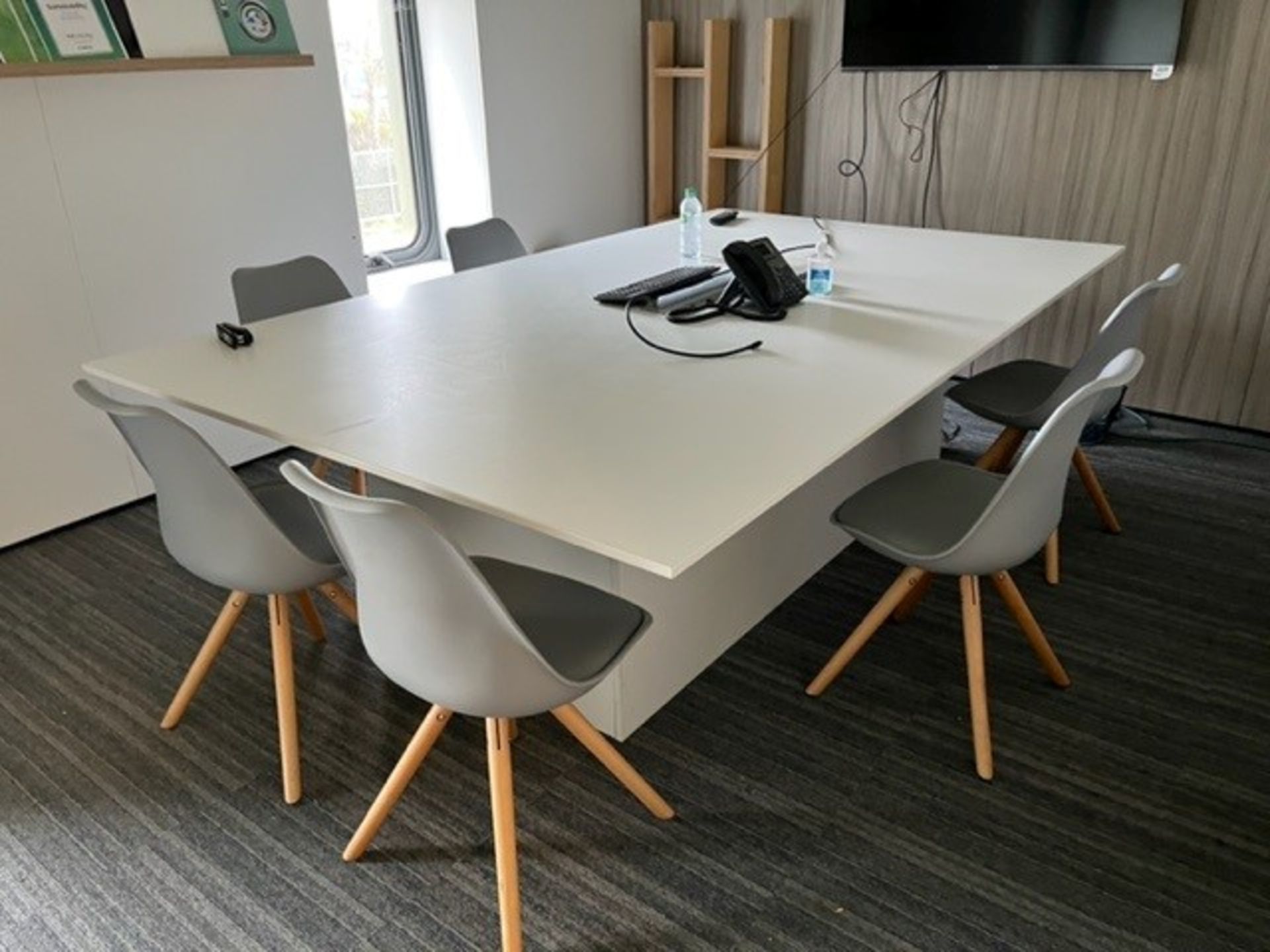 Large Rectangular White Laminate Meeting Table & (6) Chairs - Image 2 of 3