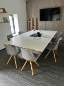 Large Rectangular White Laminate Meeting Table & (6) Chairs