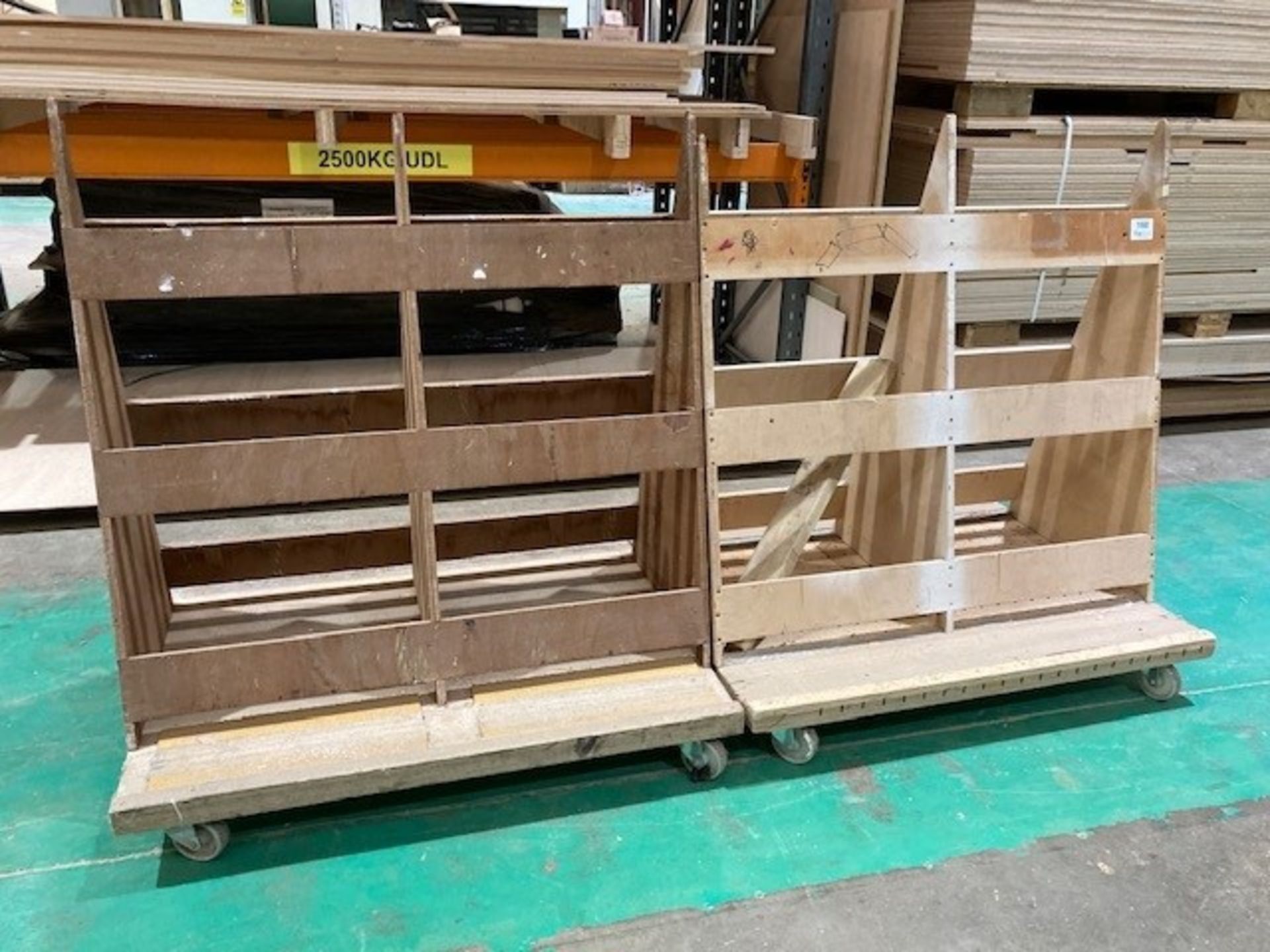 (2) Wooden A frame Sheet Material Trollies