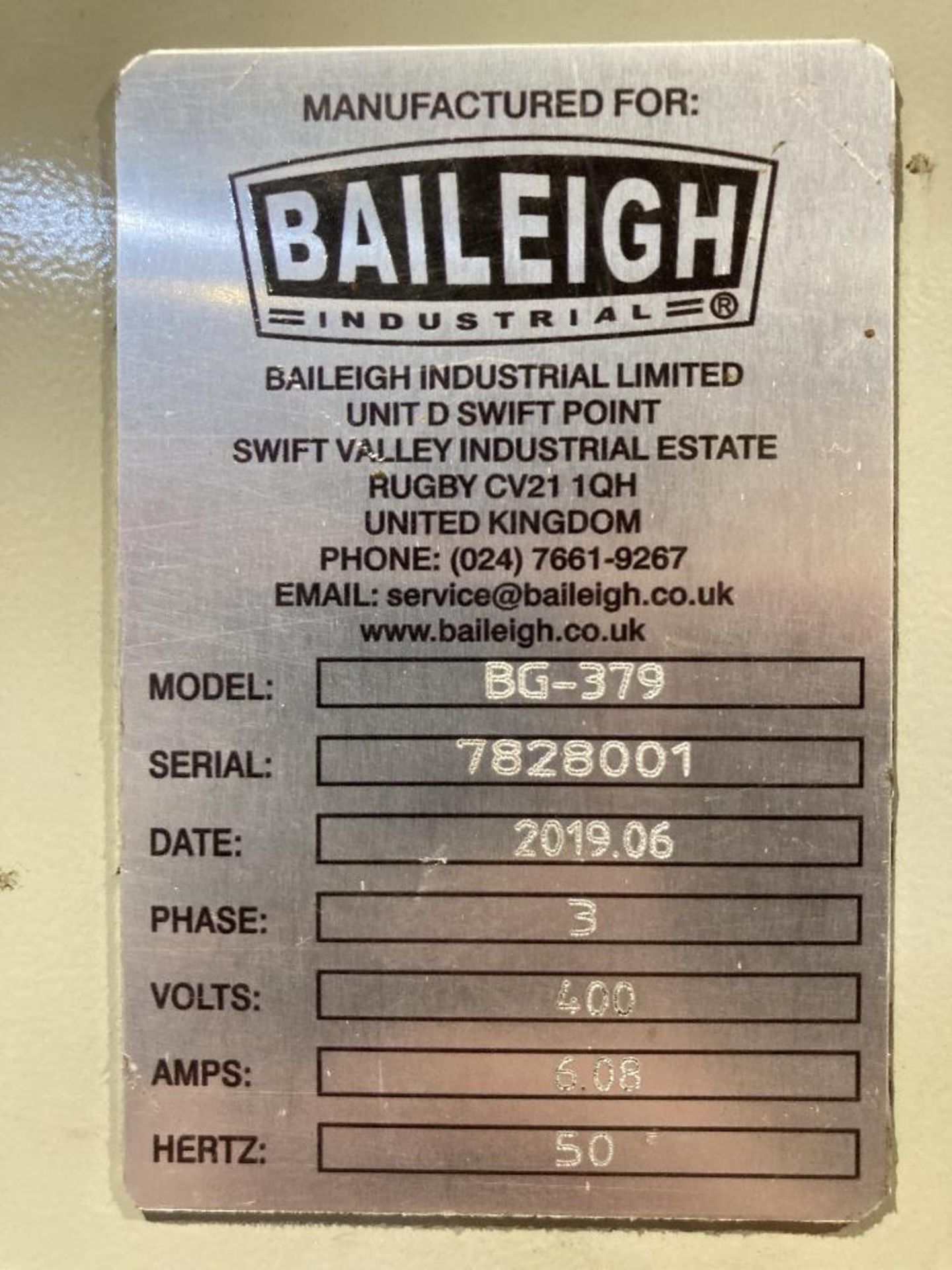 Baileigh BG-379 abrasive belt grinder - Image 6 of 6