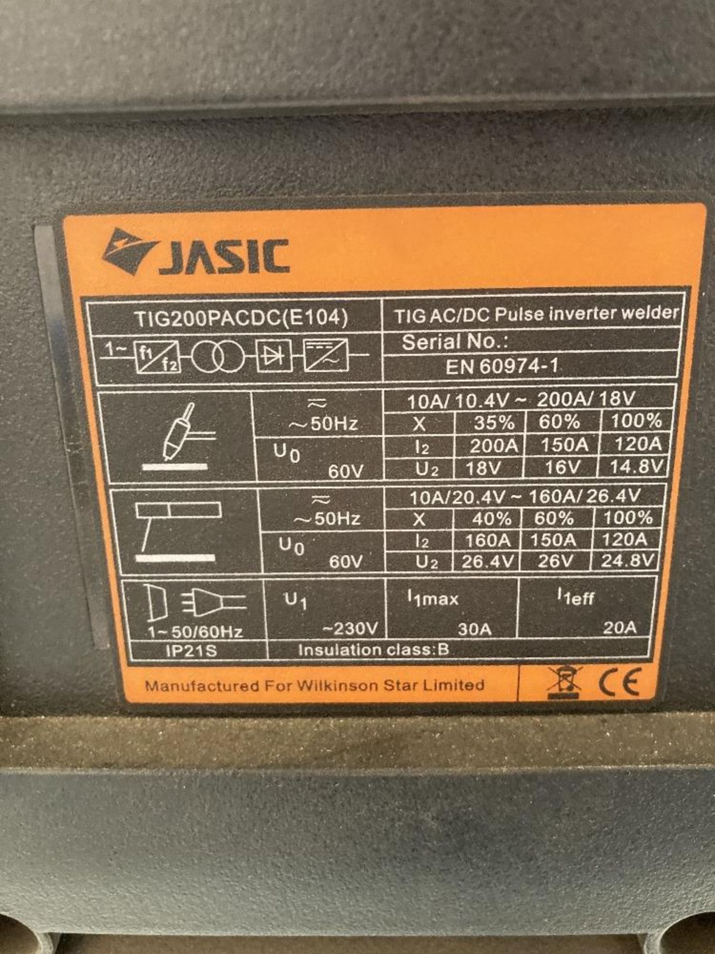 Jasic Tig 200P AC DC pulse inverter welder with water cooler & mobile stand - Image 5 of 5