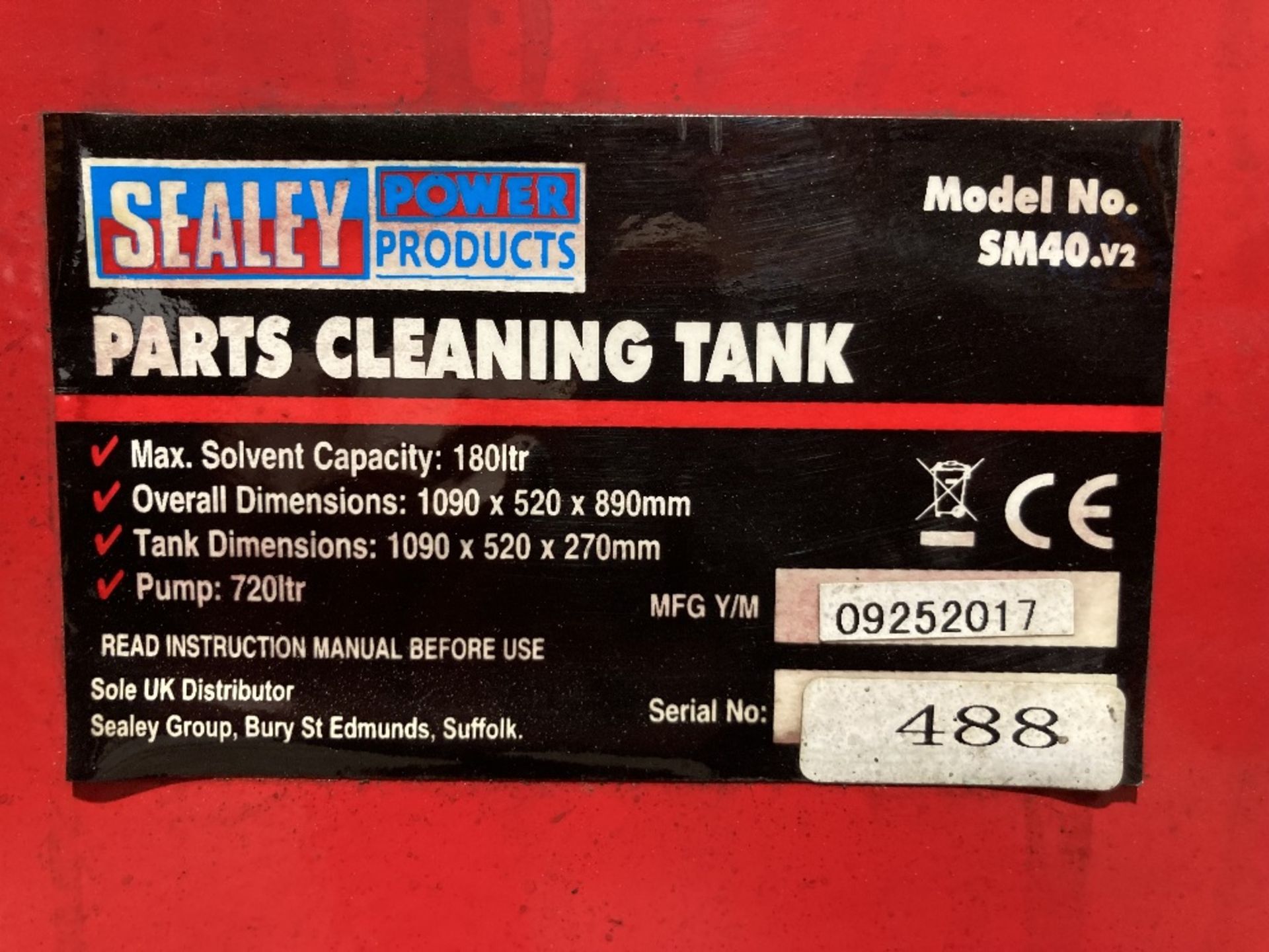 Sealey SM40 V.2 parts cleaning tank - Image 5 of 5