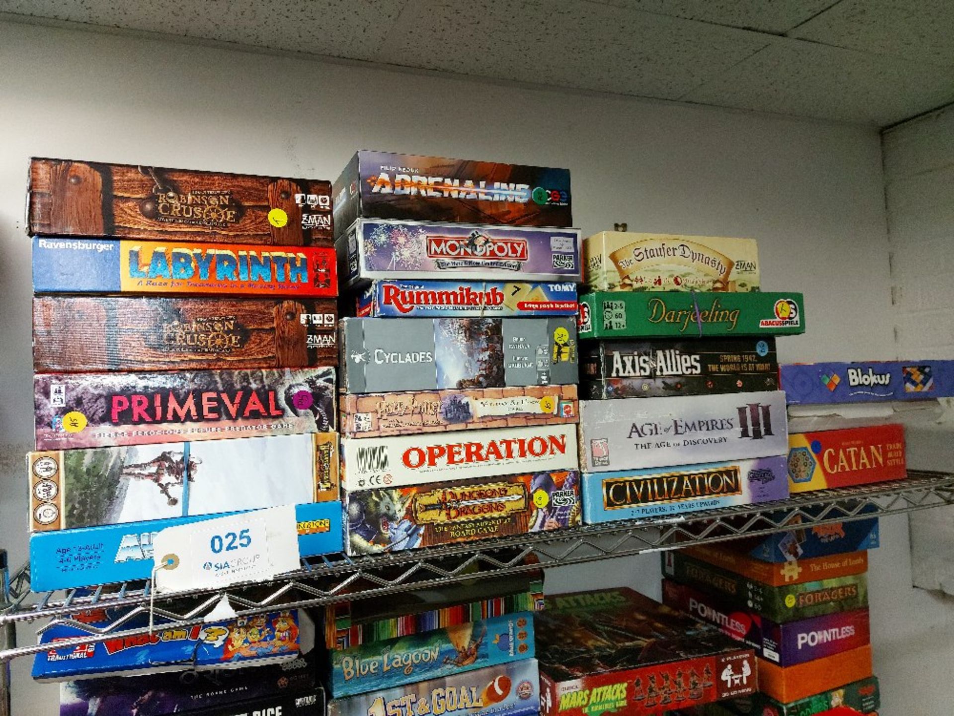 Contents of shelf to include quantity of board games