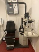 Frastema Hydraulic testing chair with Nidek SL-250 slit lamp and Bobes keratometer