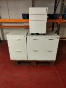 (2) Metal Filing Cabinets and Pedestal Drawer