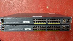 (2) Cisco Catalyst 2960-X series network switches