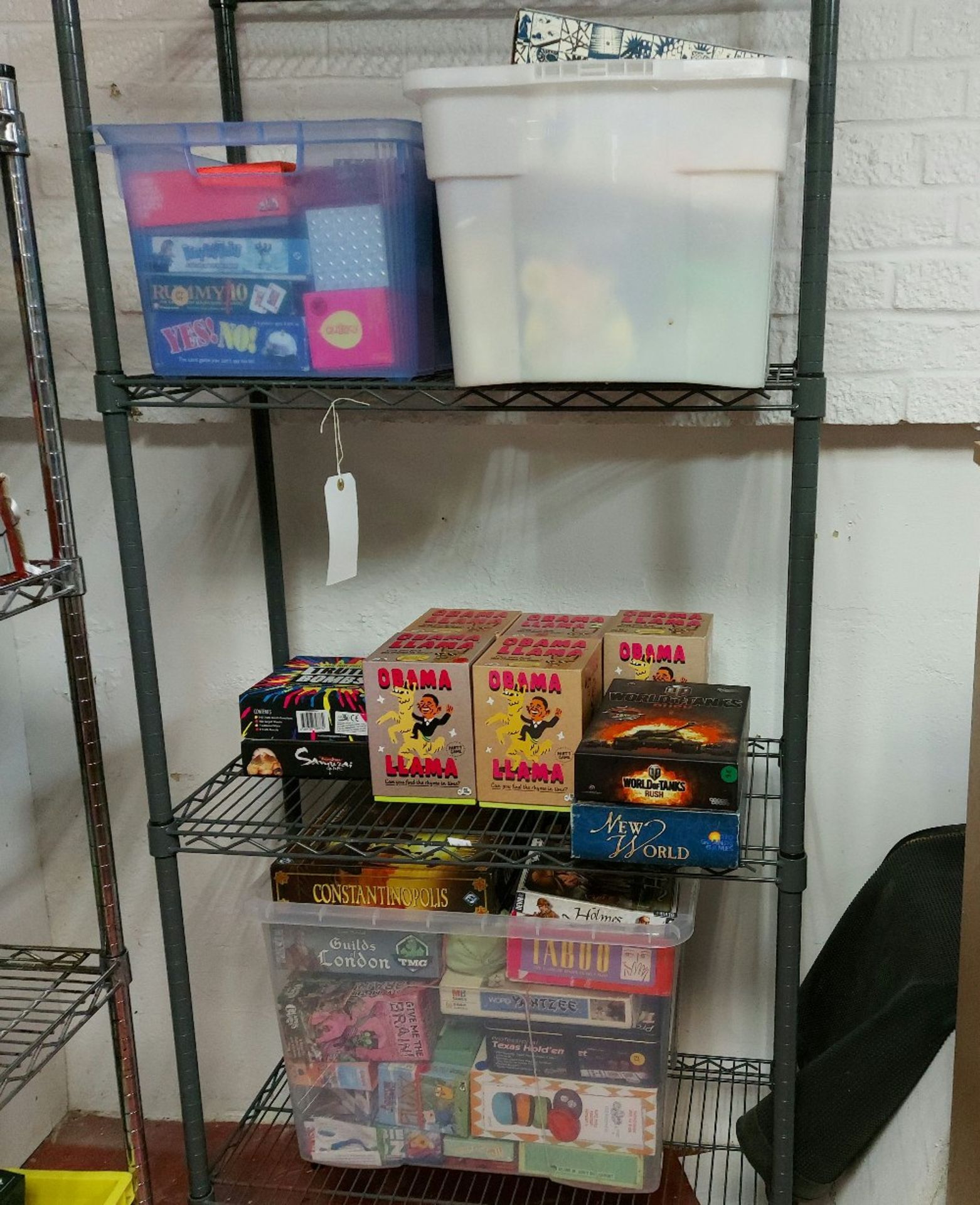 Contents of shelf to include quantity of board games