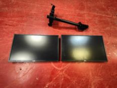 (2) DELL 23" Monitors with desk mounted stand