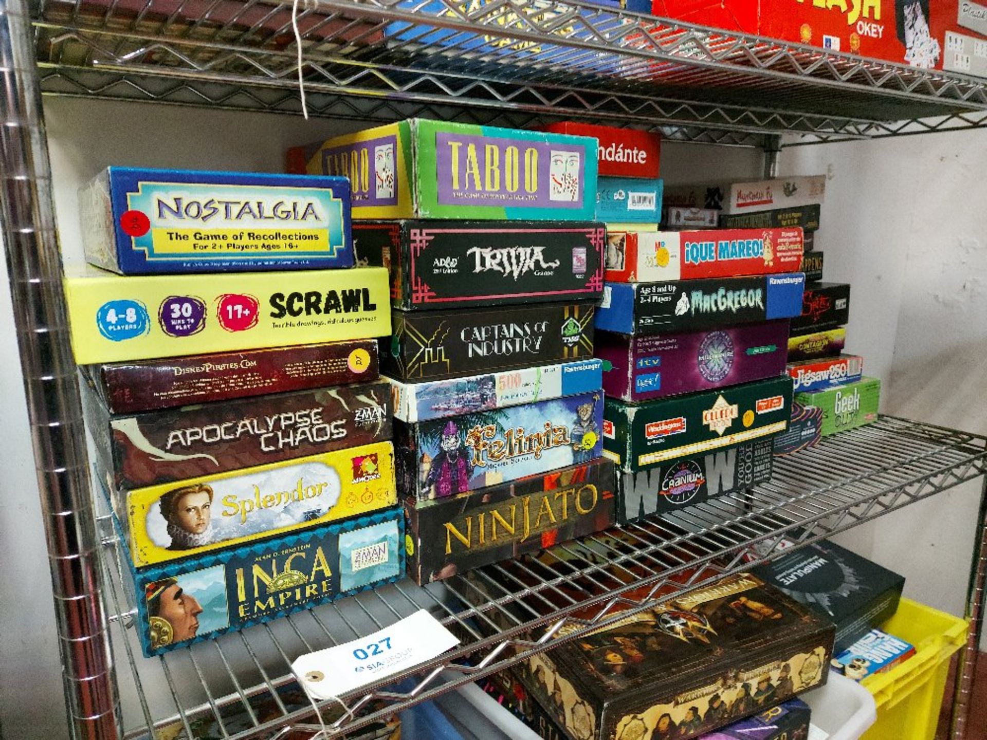 Contents of shelf to include quantity of board games