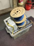 Plastic Box With Contents To Include (2) Wool Reels & Unbranded 2000Lb Electric Winch