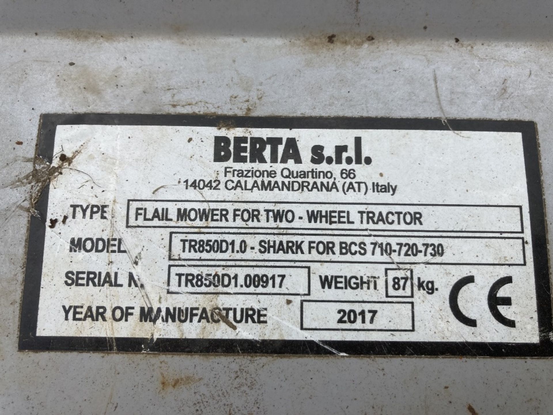 Berta TR850D1.0 Flail Mower For Two Wheel Tractor - Image 5 of 5