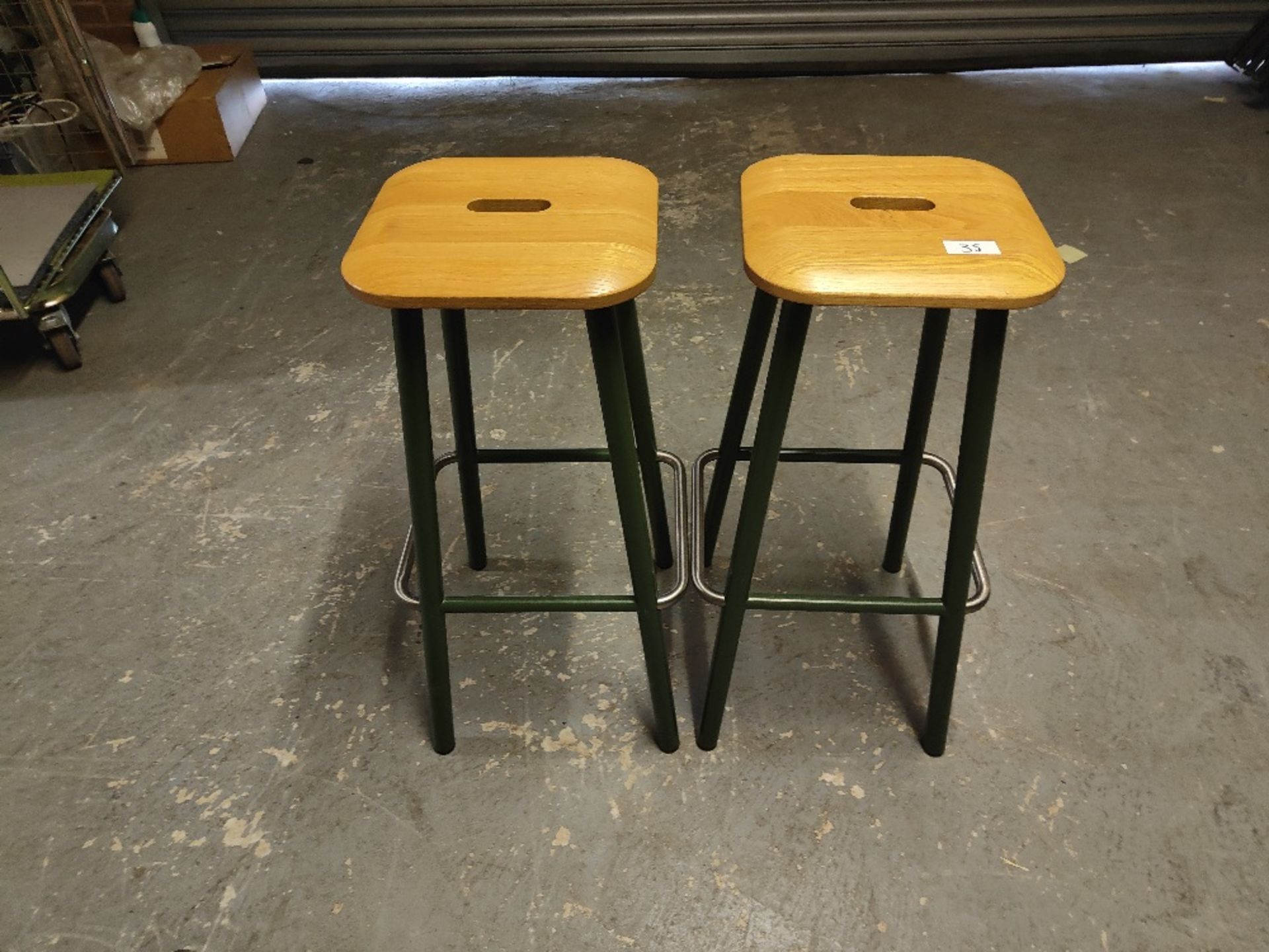 (2) Wooden Top Stools