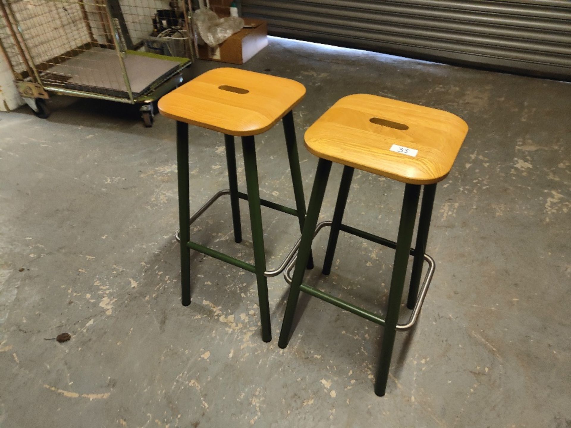 (2) Wooden Top Stools - Image 2 of 2