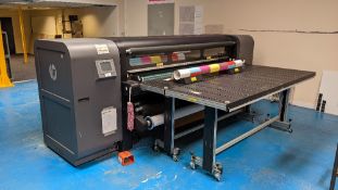 HP Scitex FB750i UV flatbed printer with infeed & outfeed conveyor