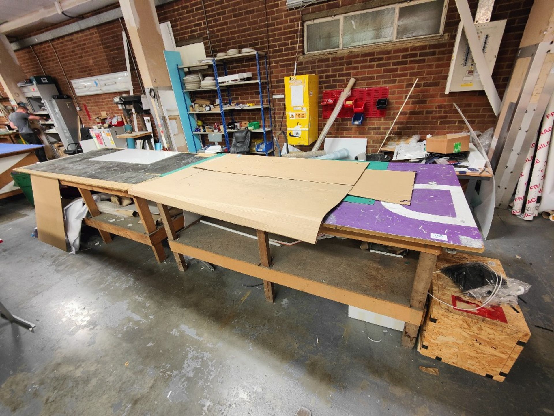 (2) Wooden workbenches with contents - Image 2 of 3