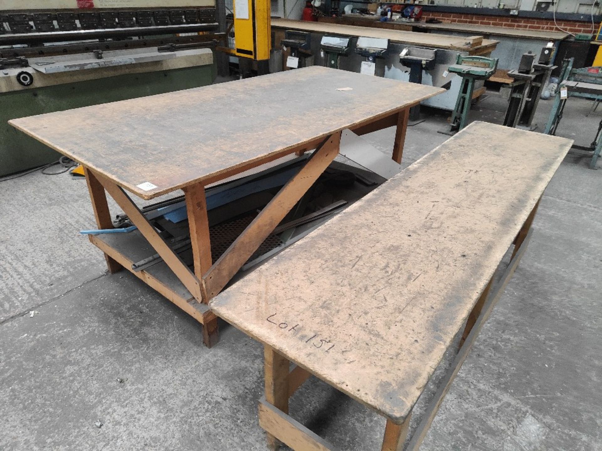 (2) Wooden workbenches with contents - Image 2 of 3