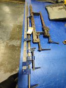 (2) Record clamps and (2) unbranded clamps