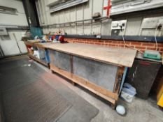 (2) Wooden workbenches with contents
