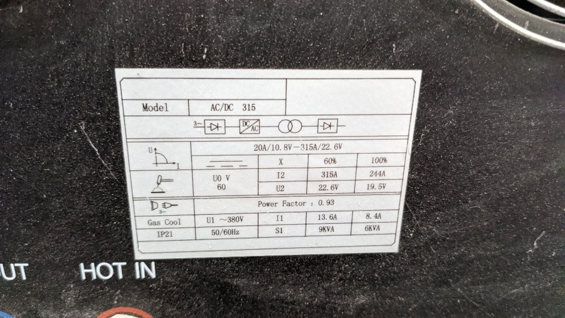 Butters AMT AC/DC315 power source TIG welder with Butlers AMT HS 5 cooler - Image 3 of 4