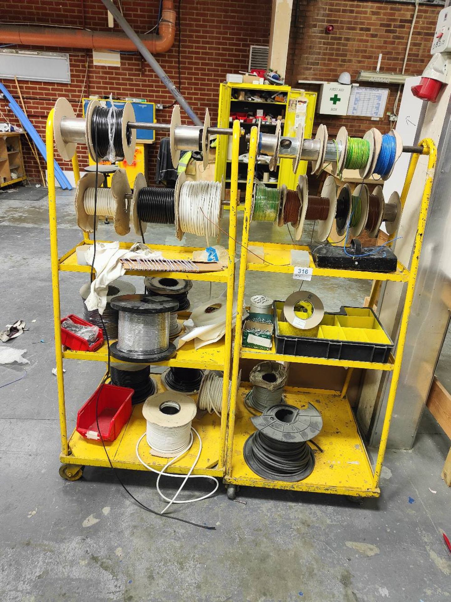 Cable reels on racking