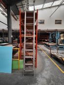 Two section, 20 rung aluminium ladder