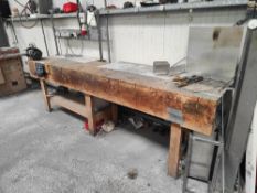 (2) Wooden workbenches with contents