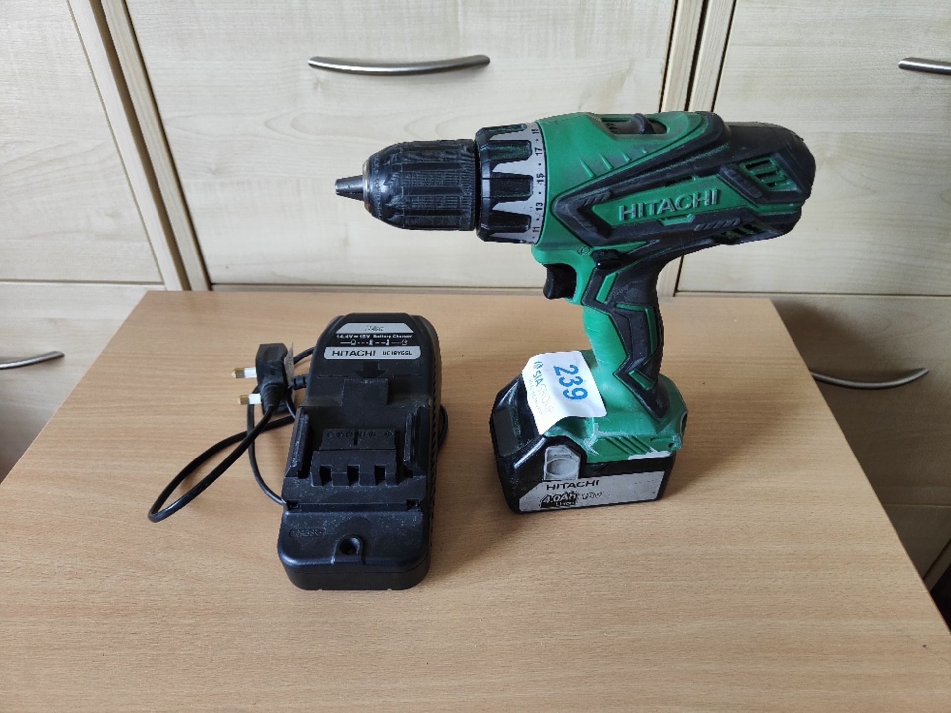 Hitachi cordless drill with battery and charger