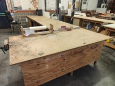 (3) Wooden workbenches with contents