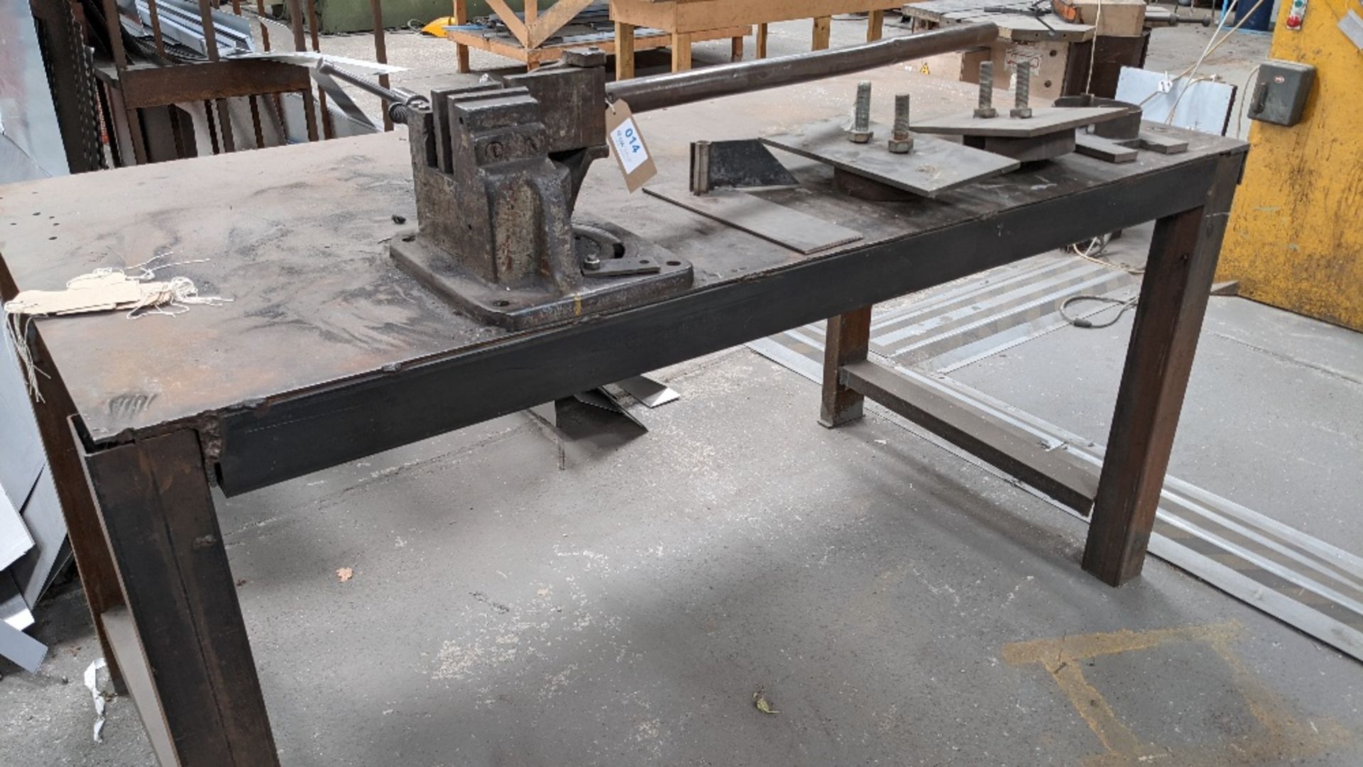 Unbranded table top manual bender with steel workbench