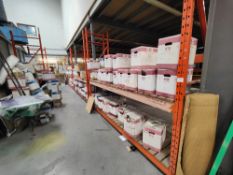 Quantity of powder coating paint with (5) Bays of pallet racking