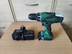 Hitachi cordless drill with battery and charger