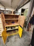 (2) Wooden cabinets with contents and a double locker