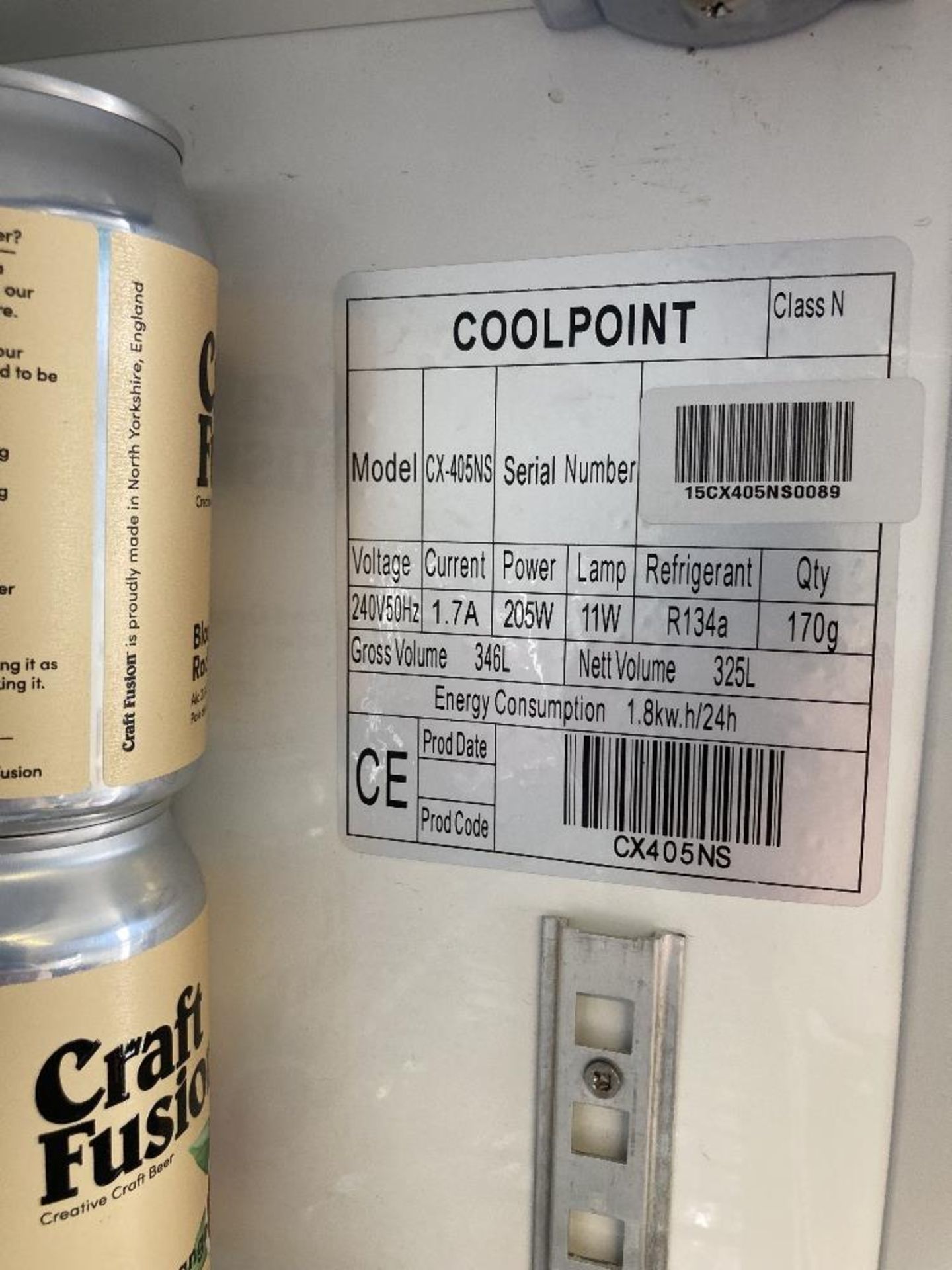 Coolpoint CX-405NS Upright Refridgerator & Canned Contents - Image 2 of 9