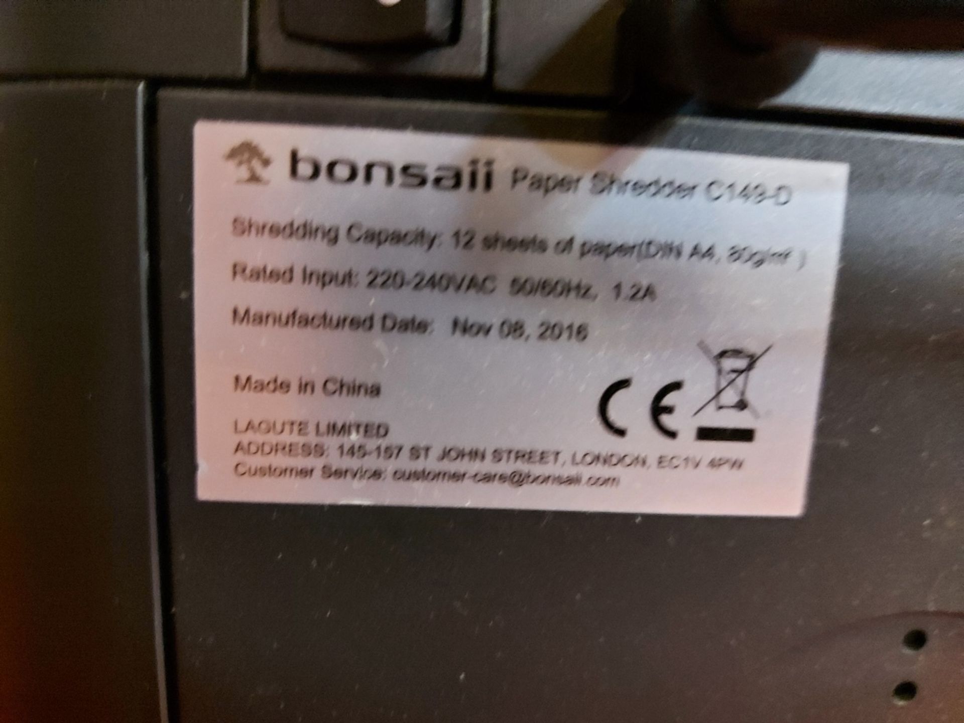 Bonsaii C149-D 12-Sheet Micro-Cut Shredder - Image 4 of 4
