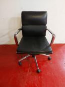 Black Faux Leather Soft Pad Mobile Swivel Chair