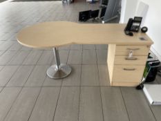 (2) Ash effect D-end single pedestal desks, Approximately 1900mm