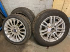 (2) Ford alloy wheels with tyres and steel rim with tyre