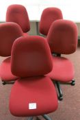 (5) Red Fabric Operator Chairs