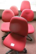 (5) Red Fabric Operator Chairs