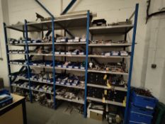 Large Quantity Of Used Pitney Bowes Machine Spares And Parts With Shelving