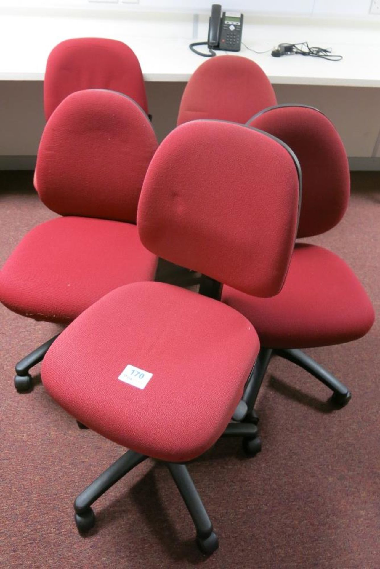 (5) Red Fabric Operator Chairs