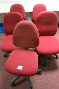 (5) Red Fabric Operator Chairs