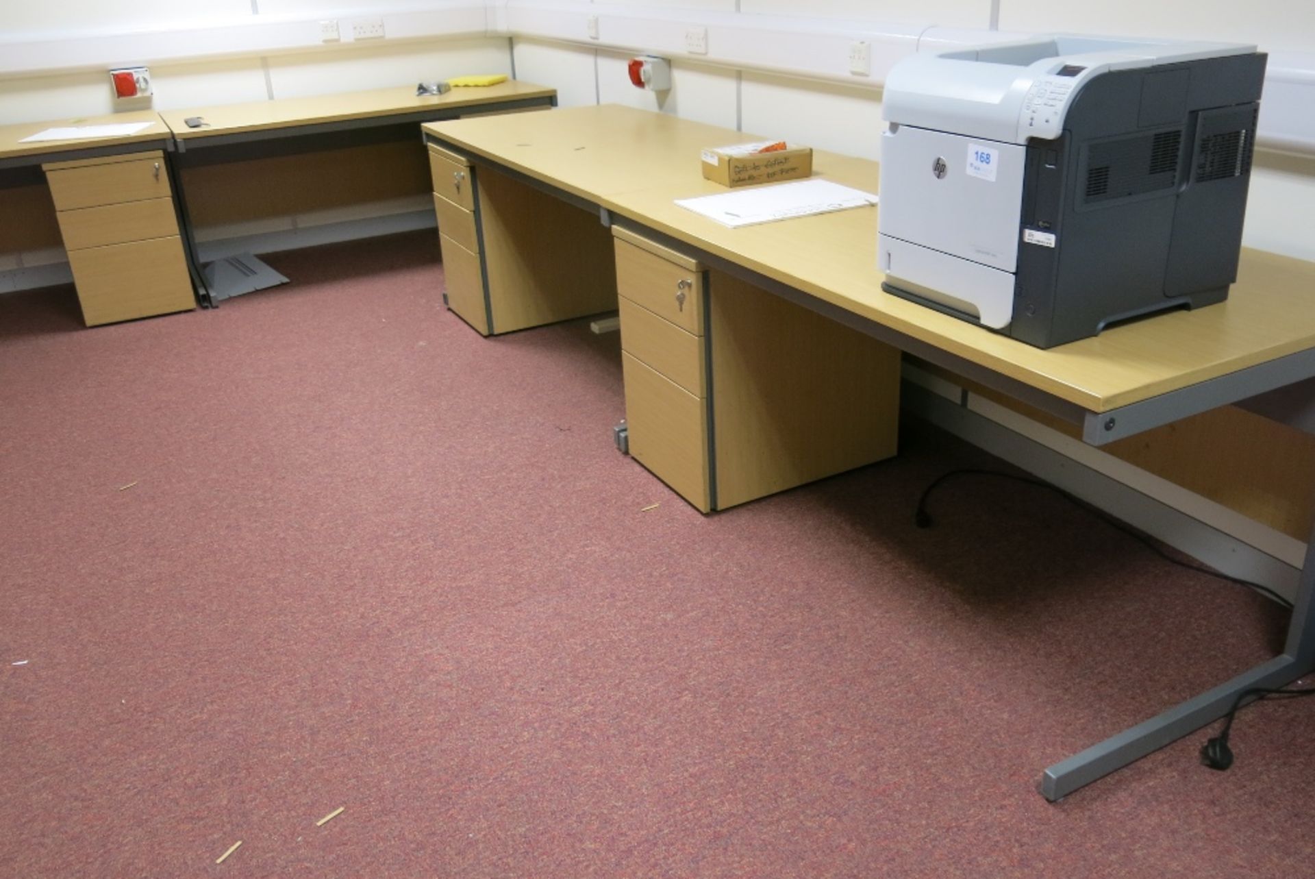 (10) Light Oak Veneer Rectangular Office Desks With Three Drawer Pedestals - Image 3 of 4