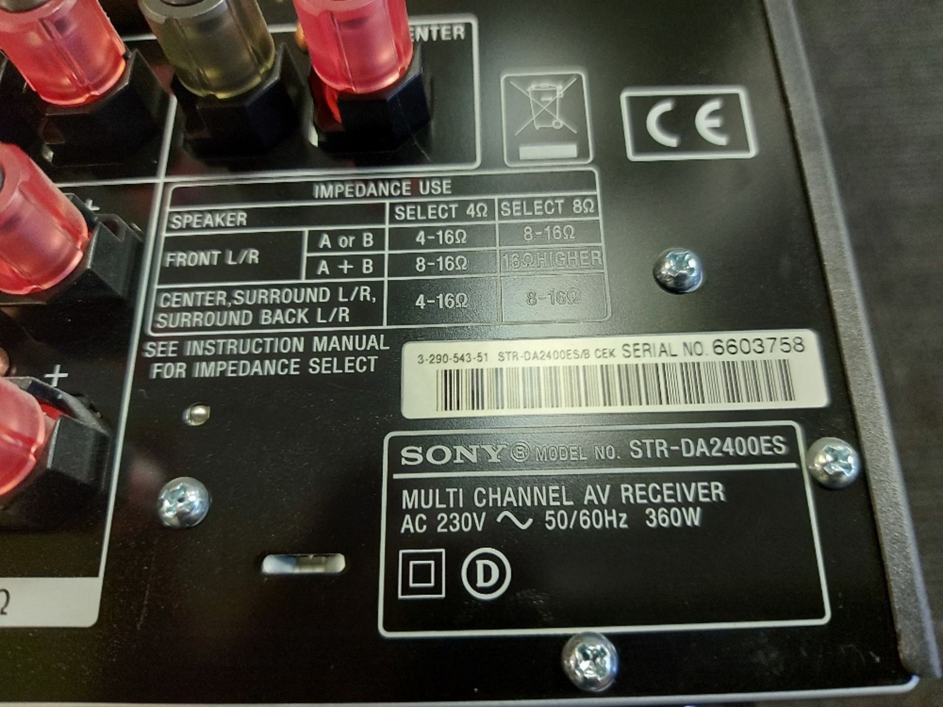 Sony DA2400ES Multi Channel AV Receiver - Image 3 of 3
