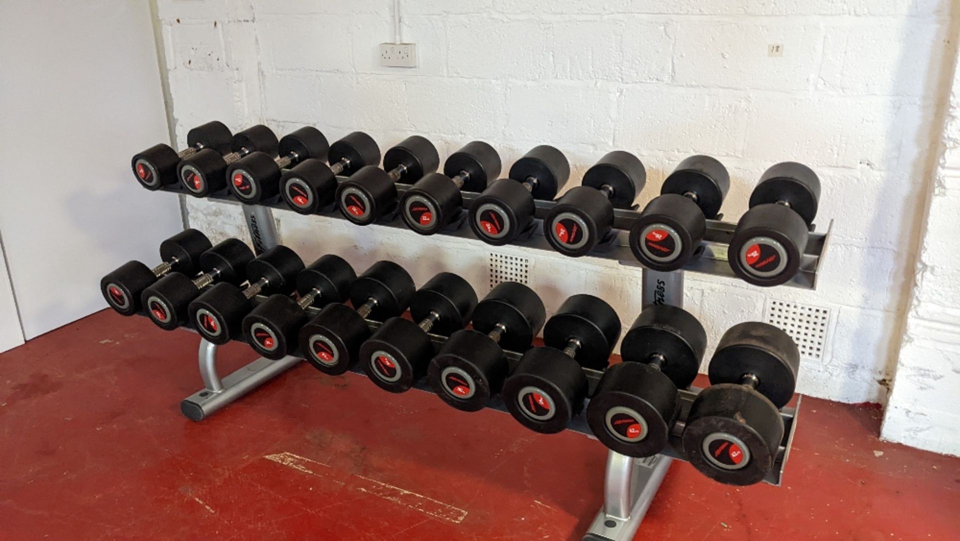(10 Pairs) Life Fitness Dumbbells With Two Tier Rack - Image 2 of 7